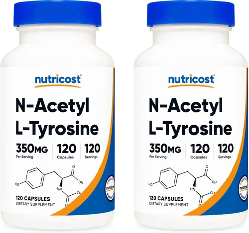 Vista 7 de Nutricost N-acetil L-tirosina (NALT) 350 mg, 120 cápsulas (3 botellas) - Sin gluten, sin OMG GMO-Free