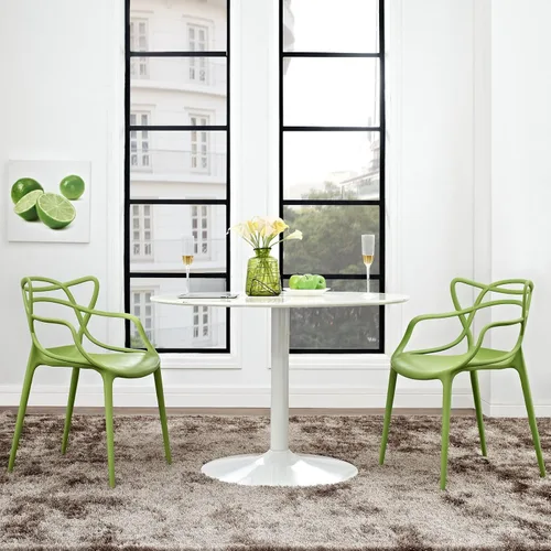 Vista 2 de Modway Enredado moderno moldeado plástico dos sillas de comedor en verde