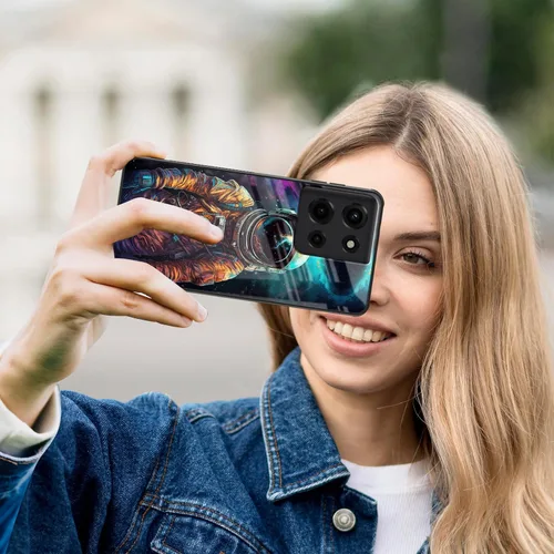 Vista 46 de Funda para Motorola Moto Edge 2022, cubierta trasera de vidrio templado con protector de pantalla, funda protectora a prueba de golpes para Motorola