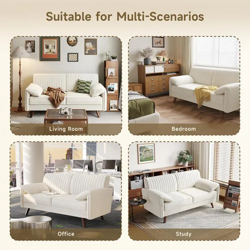Vista 6 de ONBRILL Sofá Loveseat de 64.5", Sofá Loveseat de Chenilla para Sala de Estar, Asiento Profundo de 23.2" Love Seat con Brazos Acolchados, Cómodos