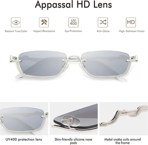 Vista 3 de Y2K AP3649 - Lentes de sol de serpiente para mujeres y hombres, angostos, rectangulares, Y2k