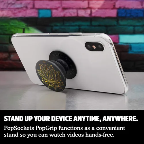Vista 7 de Agarre para teléfono PopSockets con soporte expansible, agarre adhesivo - Golden Prana Black Sujeción segura y cómoda, anticaída, soporte, luna