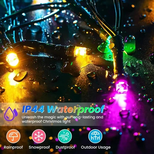 Vista 5 de JTSIOV - Cadena de luces de 10 metros/32 pies con 100 LED para árbol de Navidad, 8 modos, luces de hadas impermeables para exteriores, alimentadas