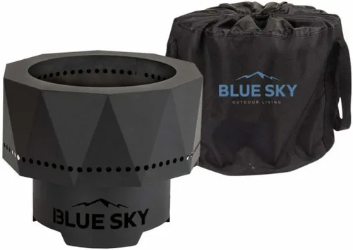Vista 4 de Blue Sky Outdoor Living Ridge Fogata Portátil, Fogata Portátil Sin Humo con Bolsa de Transporte, Negro