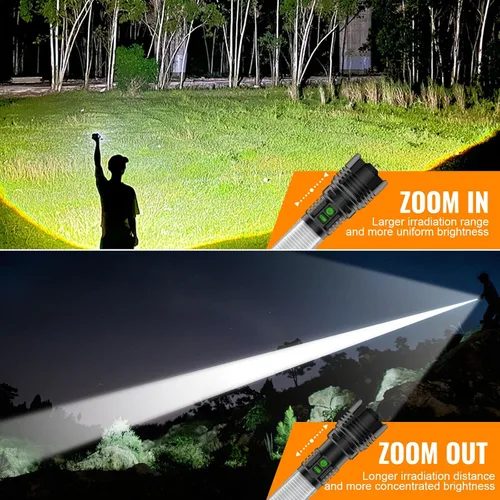 Vista 7 de Hoxida Linternas de Camping Recargables de Altos Lúmenes - 2000 Metros de Haz Largo, Súper Brillante, Linterna LED, Impermeable, Luces de Tienda