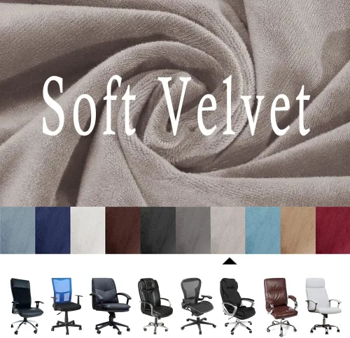 Vista 3 de ITFRO Funda para silla de oficina de 3 piezas con fundas para reposabrazos, funda de terciopelo para silla de escritorio de computadora con Gris