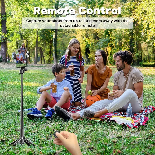 Vista 8 de Trípode magnético para teléfono con control remoto, palo selfie extensible Handle Grip Pocket Size, 4-in-1 Mini Phone Grip, 10m Wireless Shutter