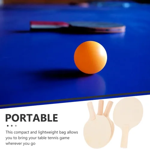 Vista 3 de Paletas de ping pong de madera sin terminar, paquete de 4 hojas de tenis