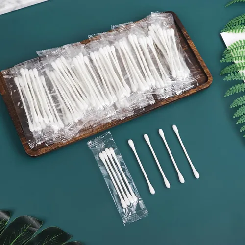Vista 3 de Paquete de 100 hisopos de algodón, envueltos individualmente, palitos de papel de doble punta envueltos individualmente para orejas, maquillaje