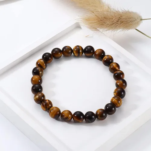 Vista 6 de FIBO STEEL 10 pulseras de cuentas de piedra natural de 6 a 0.315in para mujeres y hombres, pulseras de cuentas de cristal con piedras preciosas