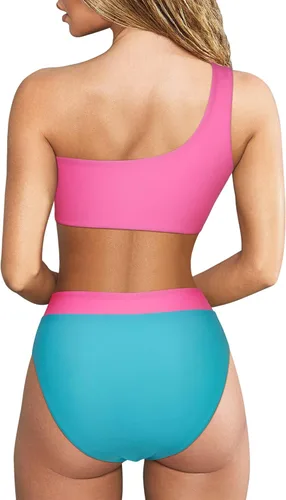 Vista 125 de MOOSLOVER Traje de baño de dos piezas con corte alto y cintura alta para mujer