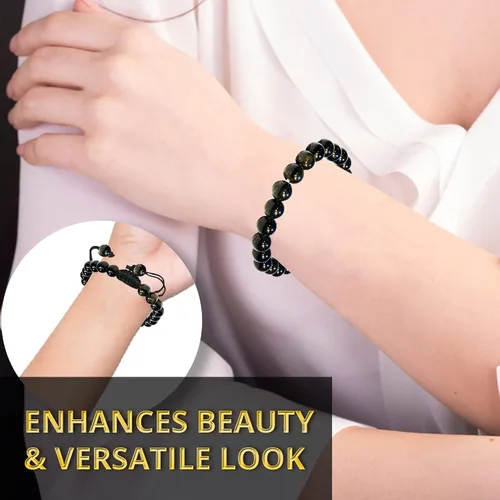Vista 241 de Adjustable Crystal Bracelet – Gemstone Bead Bracelet with Adjustable Macrame String – Chic Gemstone Bracelet for Men and Women – 8mm Round Healing