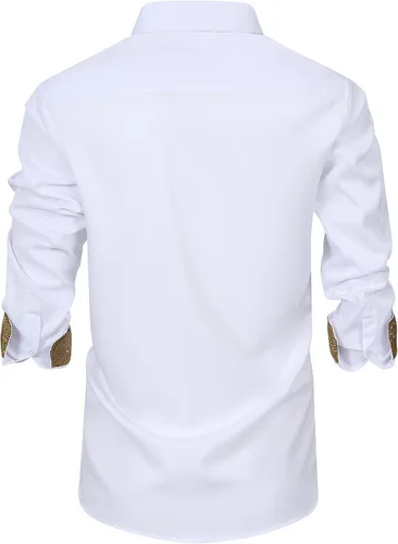 Vista 2 de Camisas de vestir para hombre, camisas de vestir de manga larga para hombre, camisas casuales con botones para fiesta, camisas de vestir grandes