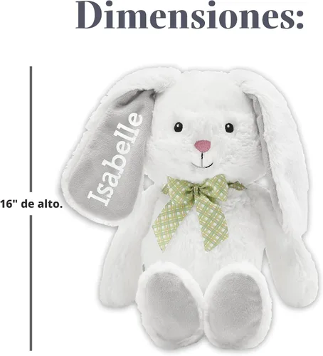 Vista 6 de Let's Make Memories - Pijama de peluche (personalizable), ideal para siestas, 12” de alto, 100% poliéster Hop 'N Cuddle Bunny