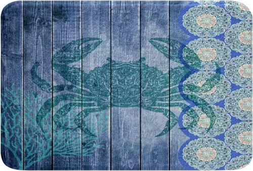 Vista 22 de Erosebridal Alfombras náuticas costeras de baño, tapete de baño con diseño náutico de ancla, tapete de baño antideslizante a rayas de 16 x 24