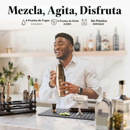 Vista 3 de BARE BARREL Mixology Bartender Kit Bar Set Juego de coctelera de 14 piezas Herramientas de mezcla de Martini Barware para el hogar 35 tarjetas