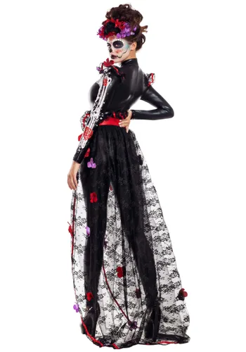 Vista 2 de Disfraz Rosas Día de los Muertos Multicolor