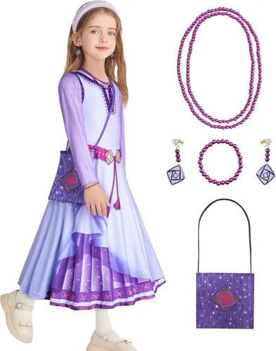 Vista 2 de Vestido para niñas de 3 a 12 años, manga corta con volantes, cuello redondo