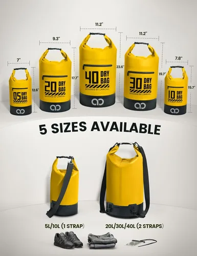 Vista 2 de Lamicall Dry Bag Mochila impermeable con bolsa para teléfono 5L/10L/20L/30L/40L Lemon Yellow