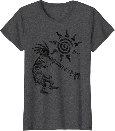 Vista 6 de Native American Kokopelli Musican With Flute 2 - Camiseta divertida para fanáticos, Blanco, S