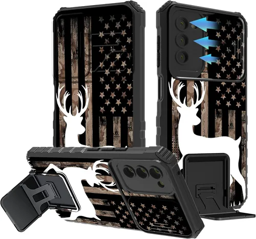 Vista 99 de Funda para Samsung Galaxy A13 5G/4G/A04S, Galaxy A13 5G con cubierta de cámara deslizante, funda de doble capa integrada con función atril