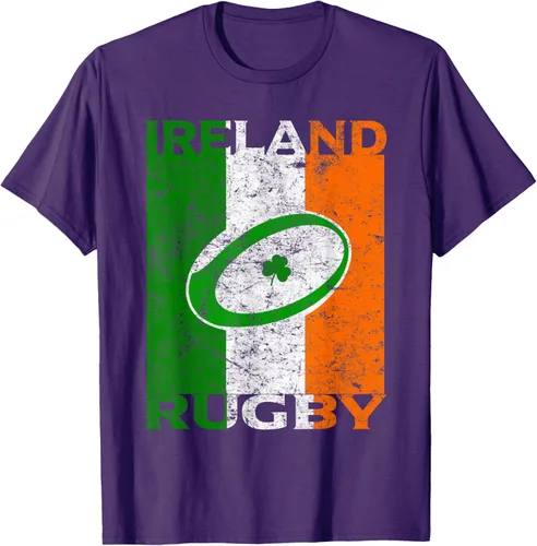 Vista 61 de Camiseta de rugby irlandés con la bandera de Irlanda, regalo vintage Negro