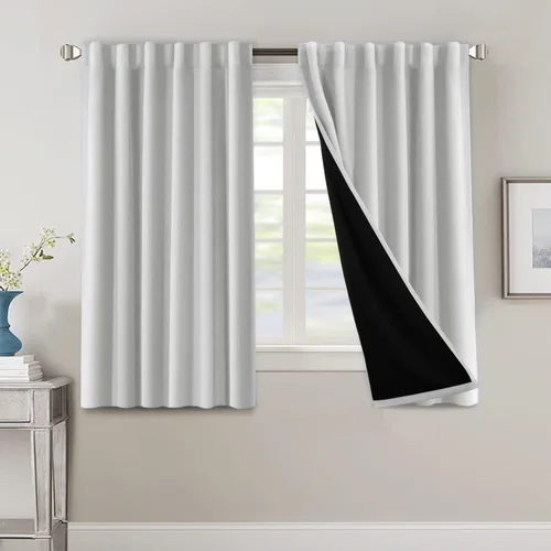 Vista 124 de H.VERSAILTEX Cortinas 100% opacas para dormitorio con forro negro, cortinas de oscurecimiento de habitación completa, con aislamiento térmico