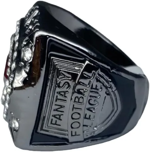 Vista 5 de Anillo del Campeonato de Fútbol Fantasía 2022 Negro Gunmetal Trofeo de Premio al Campeón de la Liga de Fútbol Fantasía
