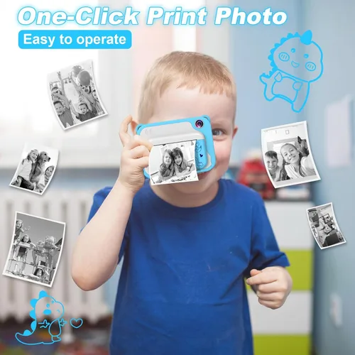 Vista 3 de Cámara para niños con impresión instantánea, video de 1080P, tarjeta SD de 32 GB, juguete para niños, regalos de cumpleaños de Pascua para niños