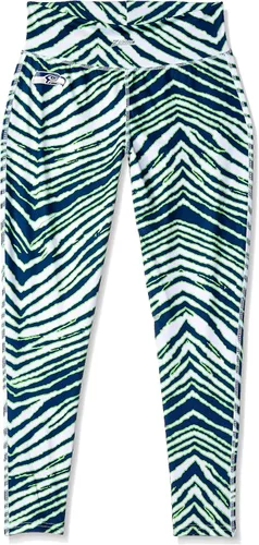 Vista 26 de Zubaz - Leggings con estampado de cebra para mujer con licencia oficial de la NFL, color del