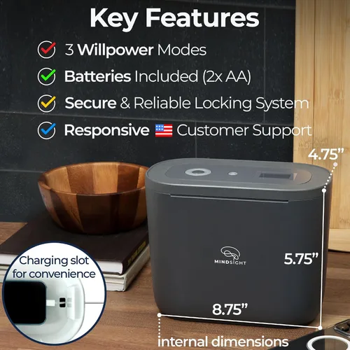 Vista 4 de Mindsight Timed Lock Box Plus Se adapta a tabletas pequeñas (iPad Mini), teléfonos (10+) y más Ideal para escuelas y familias Ayuda a reducir