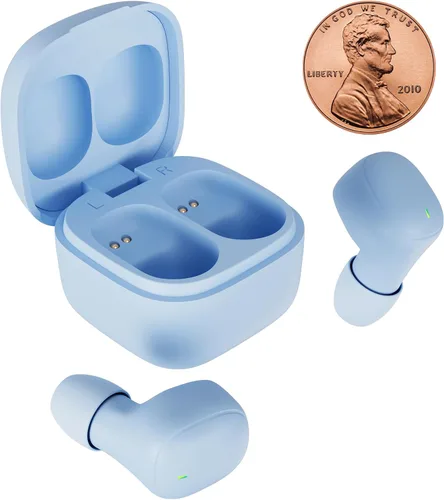 Vista 10 de Coby Mini auriculares inalámbricos Bluetooth 5.3, pequeños auriculares con aislamiento de ruido interno con micrófono y estuche de carga, 12 horas