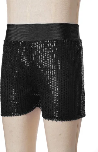 Vista 4 de Pantalones cortos de ballet para niñas y niños con lentejuelas con purpurina, hip hop, jazz, ballet, baile, yoga, gimnasio, pantalones cortos