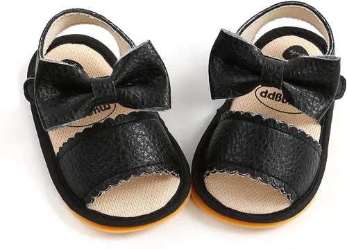 Vista 4 de COSANKIM Sandalias para bebé niña con suela de goma para verano para exteriores primer andador cuna zapatos de vestir para bebé