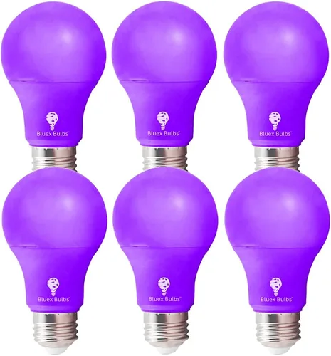 Vista 7 de Bluex Bulbs Paquete de 6 bombillas LED A19 color rosa, 9 W (equivalente a 60 vatios), base E26, bombilla LED rosa, decoración de fiestas, porche