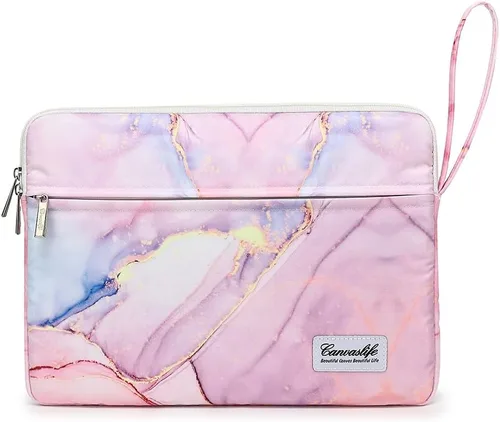 Vista 20 de Canvaslife - Funda de lona para laptop de 13 pulgadas con patrón de cuadros negros y bolsillo de 13 y 13.3 pulgadas