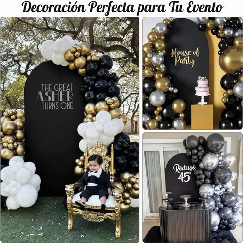 Vista 5 de Juego de 2 fundas para arco de boda de 2 lados, parte superior redonda de spandex ajustada, funda de telón de fondo para arco, para decoración