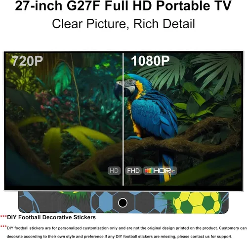 Vista 6 de Smart TV portátil de 27 pulgadas con batería incorporada, TV al aire libre FHD de 1080P para casas rodantes y campamentos, HDR10, Dolby Audio, WiFi