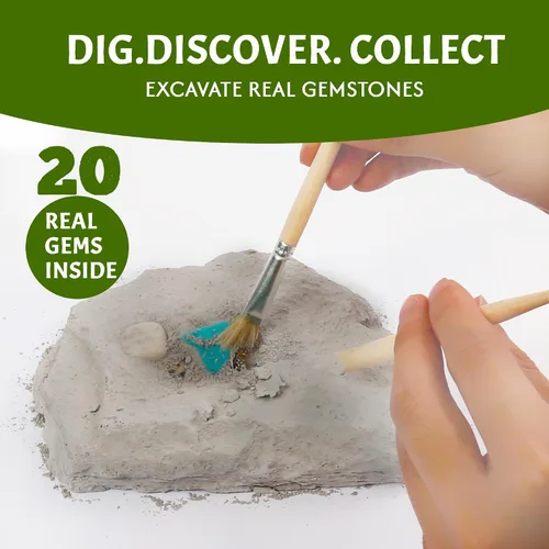 Vista 5 de LotFancy Kit de excavación de piedras preciosas, 20 gemas reales, kit de ciencia para niños de 8 a 12 años, juguete educativo, regalo de cumpleaños