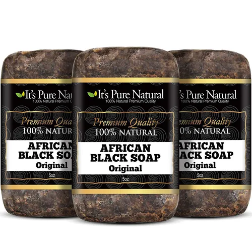 Vista 15 de It's Pure Natural Barras de jabón africanas negras con solución para el acné (paquete de 3) jabón orgánico crudo para cara y cuerpo, tratamiento