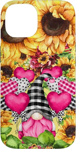 Vista 4 de Cute Sunflower Pattern for Women Pink Valentines Gnome Case for iPhone 17