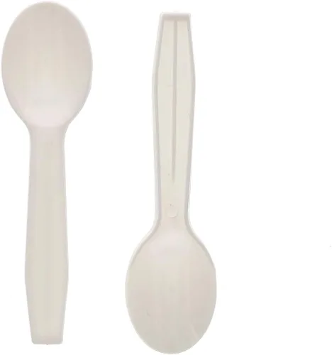Vista 2 de AmerCareRoyal - Cucharas desechables de plástico de poliestireno sin envolver para muestras, restaurantes y catering, 3 pulgadas, color blanco