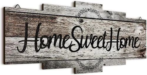 Vista 8 de Jetec Letrero de madera "Home Sweet Home", decoración rústica de pared para habitación, placa de madera estilo granja para colgar en la pared