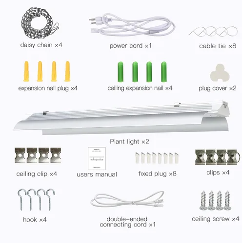 Vista 6 de SZHLUX Luz LED de crecimiento de 2 pies 80 W (2 × 40 W) espectro completo 660 nm 730 IR incluida luz LED para plantas de interior, tiras de luz