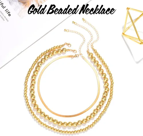 Vista 2 de Sixexey Collar de cuentas de oro, collares en capas, collar de cadena de bolas, joyería para mujer