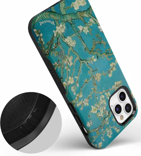 Vista 5 de Casely - Funda floral para iPhone 12/12 Pro Compatible con MagSafe Funda para teléfono de almendro en flor de Van Gogh