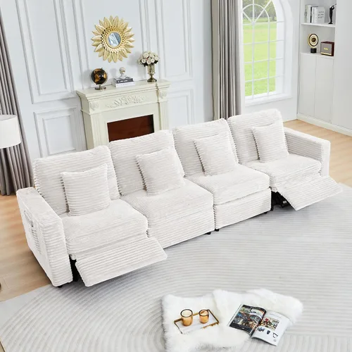 Vista 38 de ORRD Consola de almacenamiento multifuncional con soportes dobles para tazas, mesa, estación de carga USB para sofá modular seccional para sala