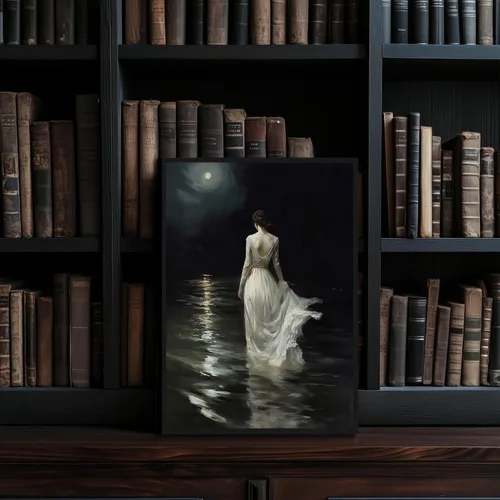 Vista 6 de Arte de pared enmarcado de mujer melancólica Arte de pared de academia oscura Pintura decorativa victoriana gótica Arte de mujer en impresión