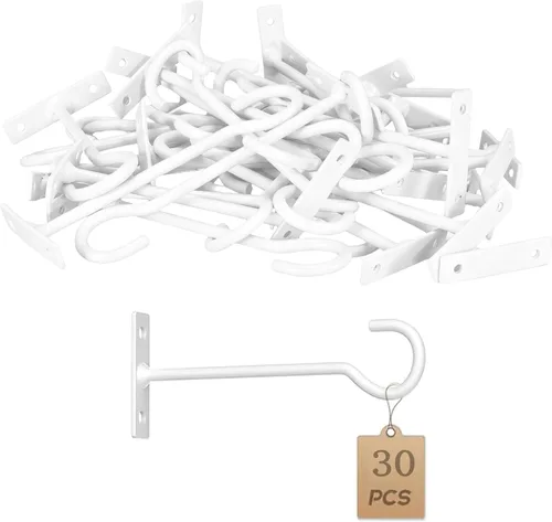 Vista 10 de Ganchos para plantas, paquete de 2 soportes de metal para colgar plantas de 6 pulgadas, gancho decorativo para comederos de pájaros, macetas, Negro