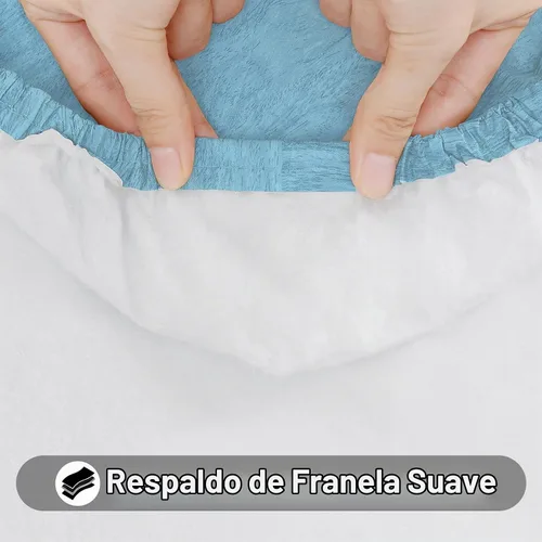Vista 5 de Smiry Mantel rectangular, impermeable, elástico, ajustable para mesas de 4 pies, manteles de vinilo con parte trasera de franela lavable